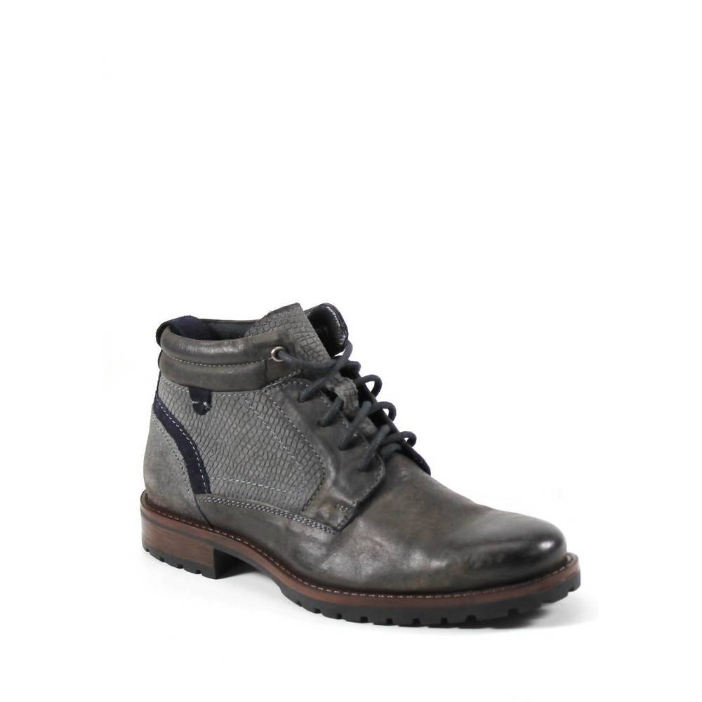 NEW DIBA TRUE men's flip under lace-up leather boots in grey/navy